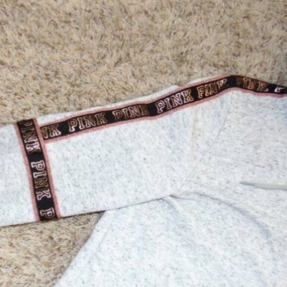 Womens Victorias Secret PINK Jacket Medium Zip Up Gray Gold Sequin Hoodie - Picture 4 of 6